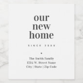 Nieuw Home Modern Minimalistische adreswijziging A Wijn Etiket (Enkel label)