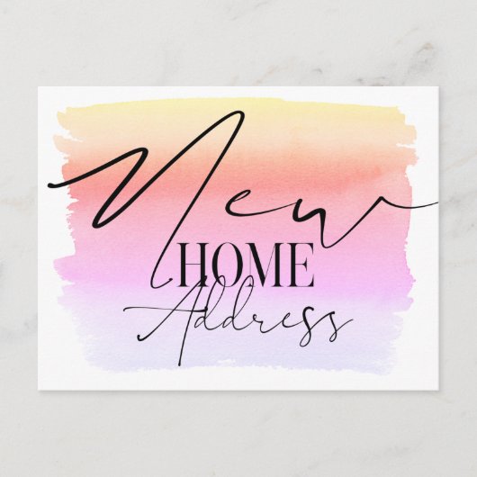Nieuw Home Moderne Waterverf Nieuw Adres Briefkaar Briefkaart (Voorkant)
