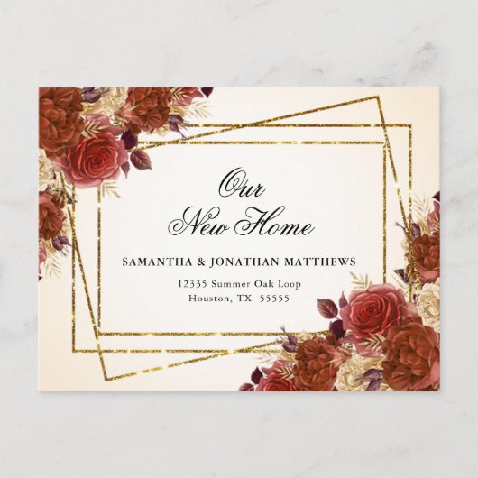 Nieuw Home Nieuw Adres Herfst Flowers Briefkaart (Voorkant)