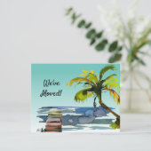 Nieuw Home Palm Tree Waterfront Dock Aqua Moving Aankondiging (Staand voorkant)