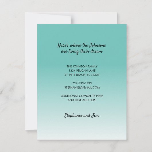 Nieuw Home Palm Tree Waterfront Dock Aqua Moving Aankondiging (Achterkant)