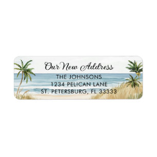 Nieuw Home Palm Trees Beach Scene Retouradres Etiket