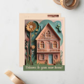 Nieuw Home Papercut Style Flat Note Kaart Notitiekaartje (Voorkant / Achterkant in situ)