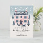 Nieuw Home Rustiek Roze Pastel Huis Kerst Kaart (Staand voorkant)