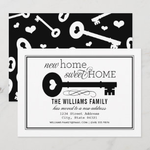 Nieuw Home Sweet Home Black White -  sleutel Aankondiging