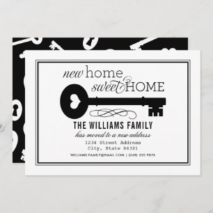 Nieuw Home Sweet Home Black White -  sleutel Aankondiging