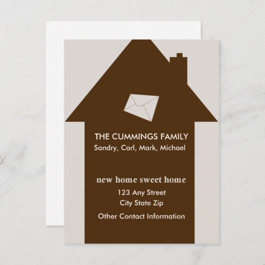 Nieuw Home Sweet Home Briefkaart (Taupe) (Voorkant / Achterkant)