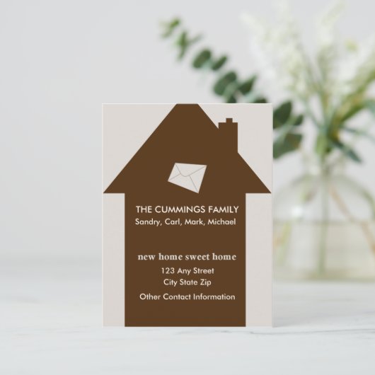 Nieuw Home Sweet Home Briefkaart (Taupe) (Staand voorkant)