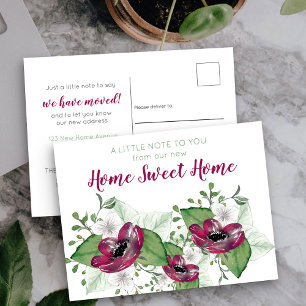 Nieuw Home Sweet Home Waterverf Bloemen Verhuizen Aankondigingskaart