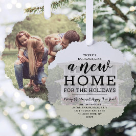 Nieuw Home Vakantieadres Verander 2 Foto Kerstmis Ornament Kaart