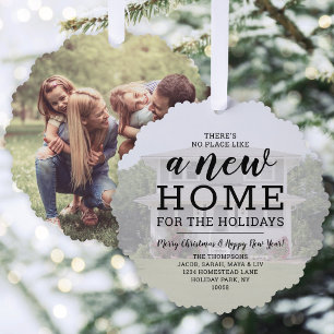 Nieuw Home Vakantieadres Verander 2 Foto Kerstmis Ornament Kaart