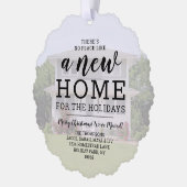 Nieuw Home Vakantieadres Verander 2 Foto Kerstmis Ornament Kaart (Links)