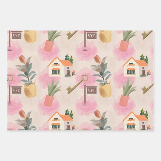 Nieuw Home Wrapping Papier Flat Sheet Set van 3 Inpakpapier Vel (Voorkant 3)