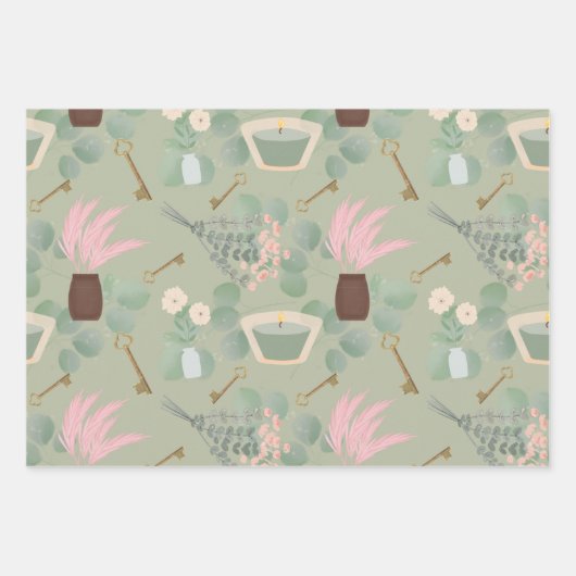 Nieuw Home Wrapping Papier Flat Sheet Set van 3 Inpakpapier Vel (Voorkant 2)