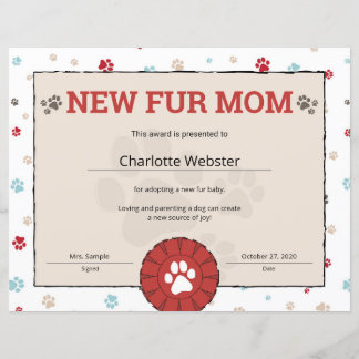 Nieuw hondenbezitter Geboorteakte Puppy