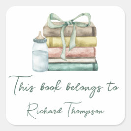 Nieuw hoofdstuk baby shower - Dit boek is van Vierkante Sticker