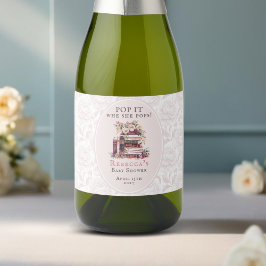 Nieuw hoofdstuk baby shower Pop het, als ze poppen Sparkling Wijnetiket