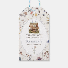 Nieuw hoofdstuk baby shower waterverf, wilde bloem cadeaulabel