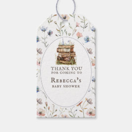 Nieuw hoofdstuk baby shower waterverf, wilde bloem cadeaulabel