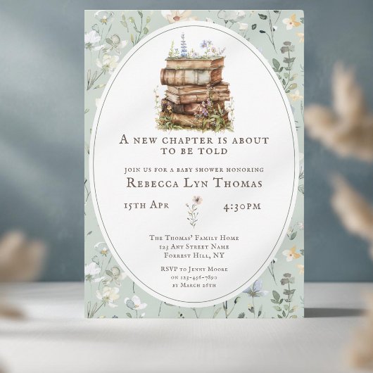 Nieuw hoofdstuk baby shower waterverf, wilde bloem kaart