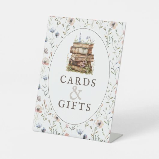 Nieuw hoofdstuk baby shower wildflower kaarten & g reclamebord met voetstuk (Voorkant)