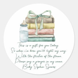 Nieuw hoofdstuk babyshower - Gebedskaarslabel Ronde Sticker