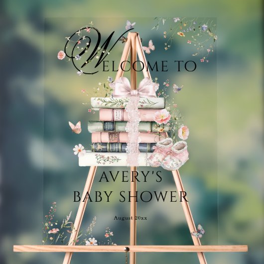 Nieuw hoofdstuk Begin Boek Wildflower Baby Meisje  Acryl Bord (Neutraal)