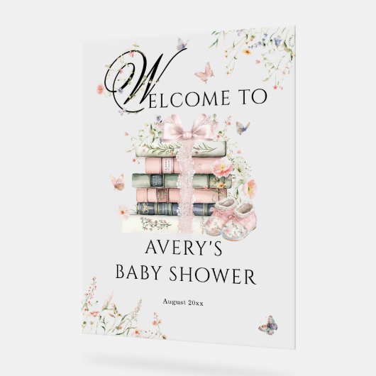 Nieuw hoofdstuk Begin Boek Wildflower Baby Meisje  Acryl Bord (Hoek)