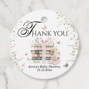 Nieuw hoofdstuk Begin Boek Wildflower Baby Meisje Bedankjes Labels