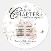 Nieuw hoofdstuk Begin Boek Wildflower Baby Meisje  Ronde Sticker (Voorkant)