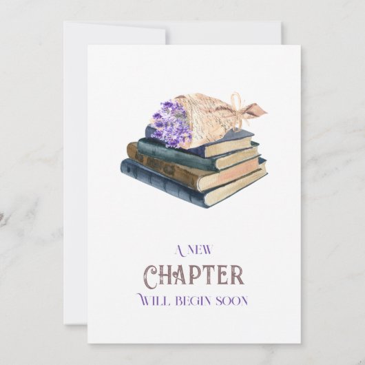 Nieuw Hoofdstuk Begin Lavendel Bruiloft Boek Baby  Kaart (Achterkant)