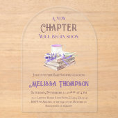 Nieuw hoofdstuk Begin Lavender Brunch Book Baby sh Acryl Uitnodigingen (Voorkant)