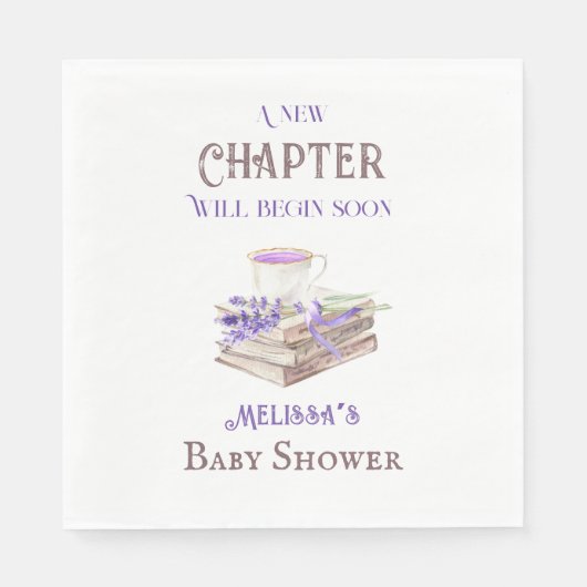 Nieuw hoofdstuk Begin Lavender Brunch Book Baby sh Servet (Voorkant)