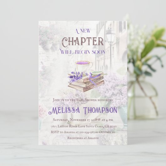 Nieuw hoofdstuk Begin Lavender Tea Brunch Baby sho Kaart (Staand voorkant)