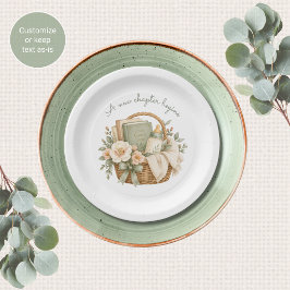 Nieuw Hoofdstuk Begint Baby Shower Papieren Borden Bordje