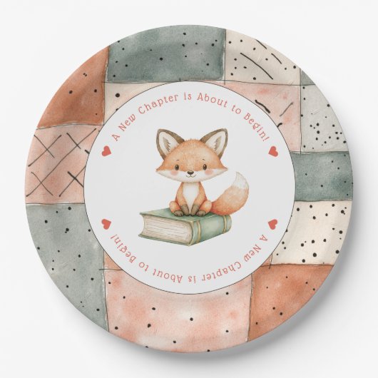 Nieuw hoofdstuk begint Baby shower Storybook Papieren Bordje (Voorkant)