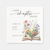 Nieuw Hoofdstuk Begint Bloemboek Bruidsfeest Servet (Voorkant)