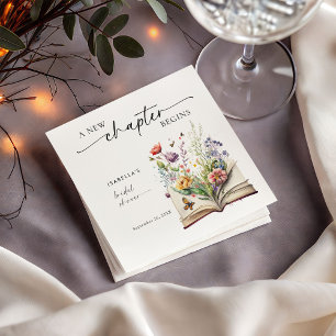 Nieuw Hoofdstuk Begint Bloemen Boek Bruidsfeest Servet