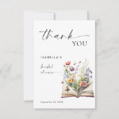 Nieuw Hoofdstuk Begint Bloemig Boek Bruids Bruilof Bedankkaart (Voorkant)