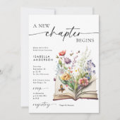 Nieuw Hoofdstuk Begint Bloemig Boek Bruidsfeestje Kaart (Voorkant)