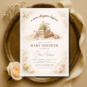 Nieuw Hoofdstuk Begint Bloemige Baby Shower Kaart