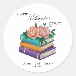 Nieuw Hoofdstuk Begint Bloemige Bruidsfeest Ronde Sticker