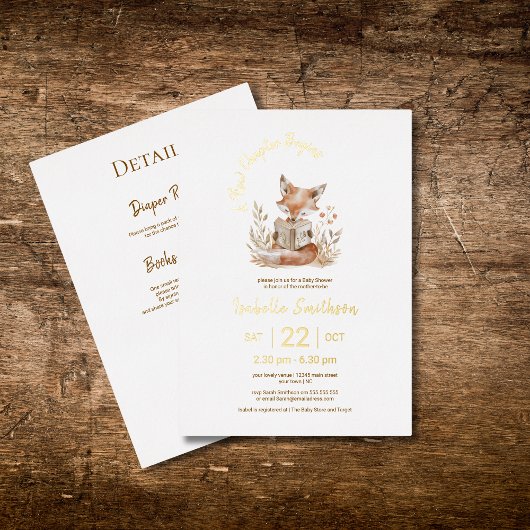 Nieuw hoofdstuk begint boek Baby shower QR-code Folie Uitnodiging