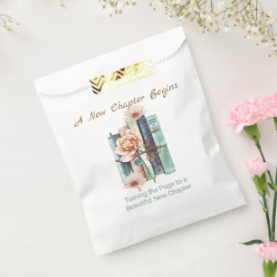 Nieuw Hoofdstuk Begint Boek Stapel Bloem Bedankzakje