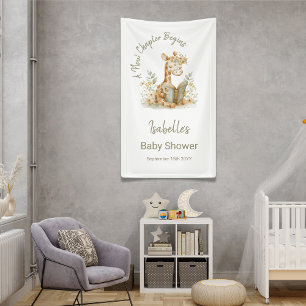 Nieuw hoofdstuk begint Boekachtige Giraffe Baby Sh Spandoek
