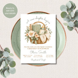 Nieuw Hoofdstuk Begint Boeken Baby Shower Uitnodig Kaart