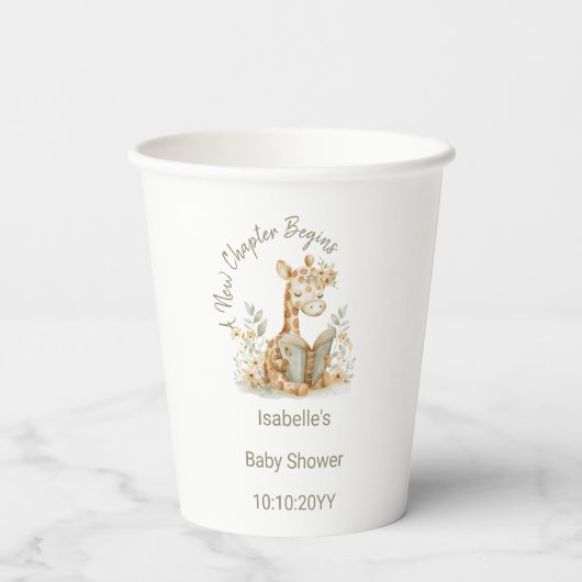 Nieuw hoofdstuk begint Giraffe Storybook Baby show Papieren Bekers (Achterkant)