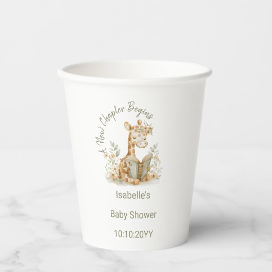 Nieuw hoofdstuk begint Giraffe Storybook Baby show Papieren Bekers (Voorkant)