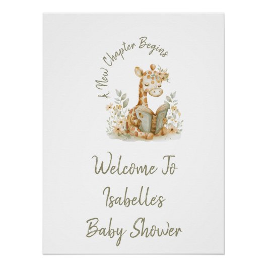 Nieuw hoofdstuk begint Giraffe Storybook Baby Welk Perfect Poster (Voorkant)