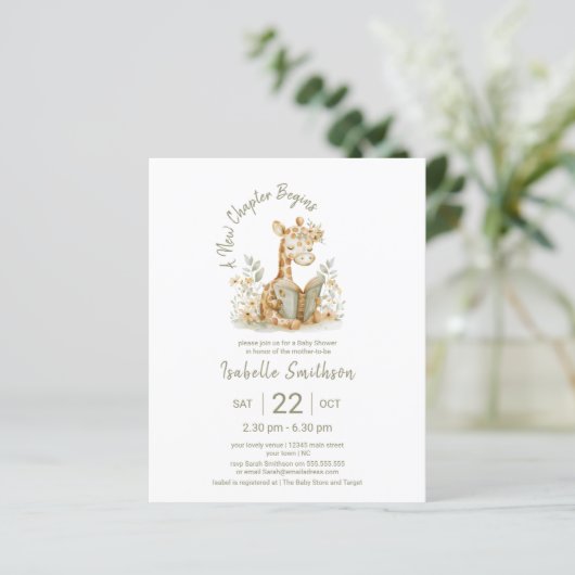 Nieuw hoofdstuk begint met Baby shower Giraffe (Staand voorkant)